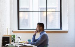 man at desk