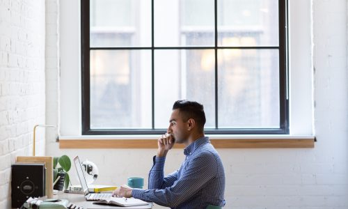 man at desk