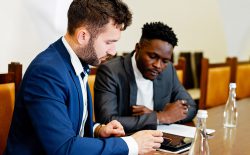 two men at a table